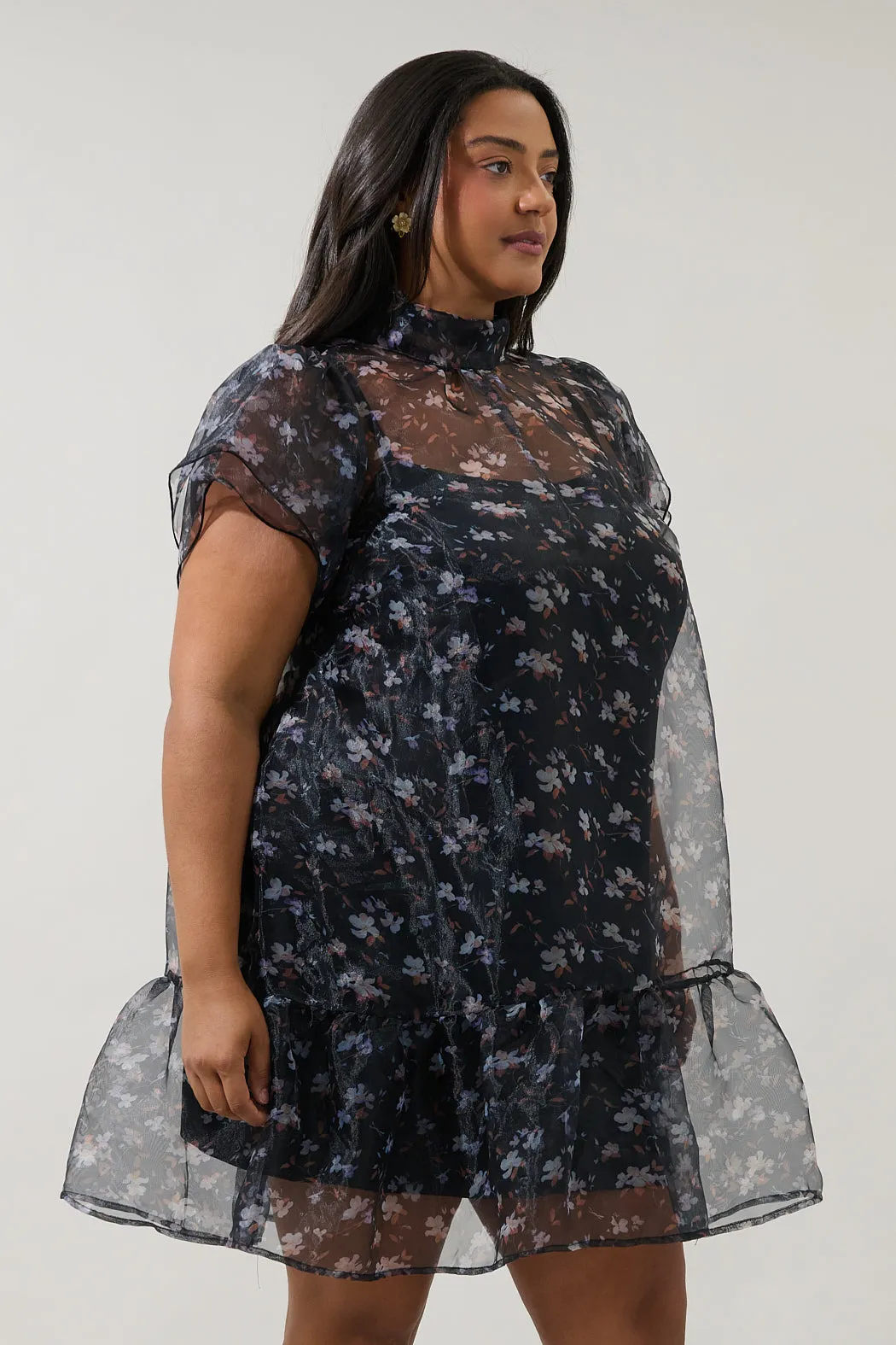 Andrea Organza Mini Dress Floral Curve sold by Sugarlips product image thumbnail 3