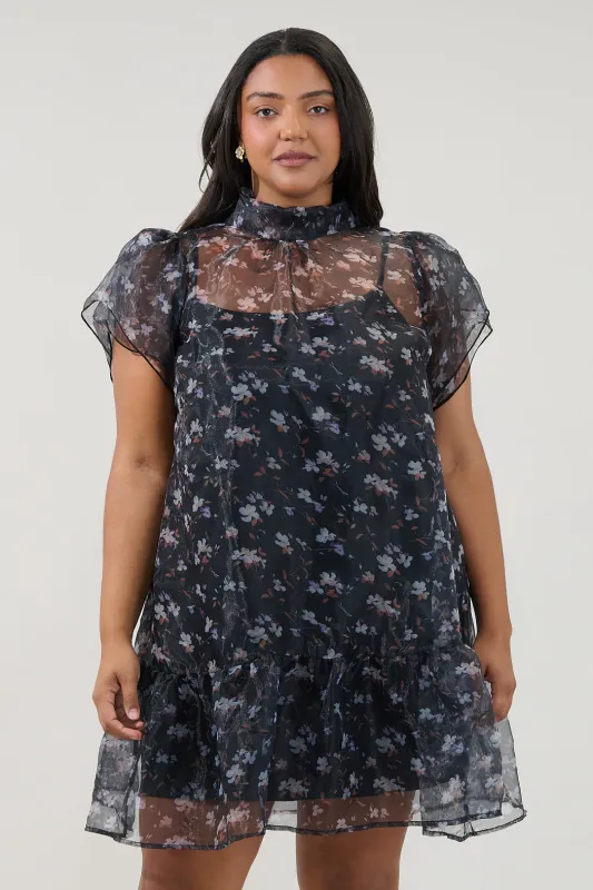 Andrea Organza Mini Dress Floral Curve made by Sugarlips