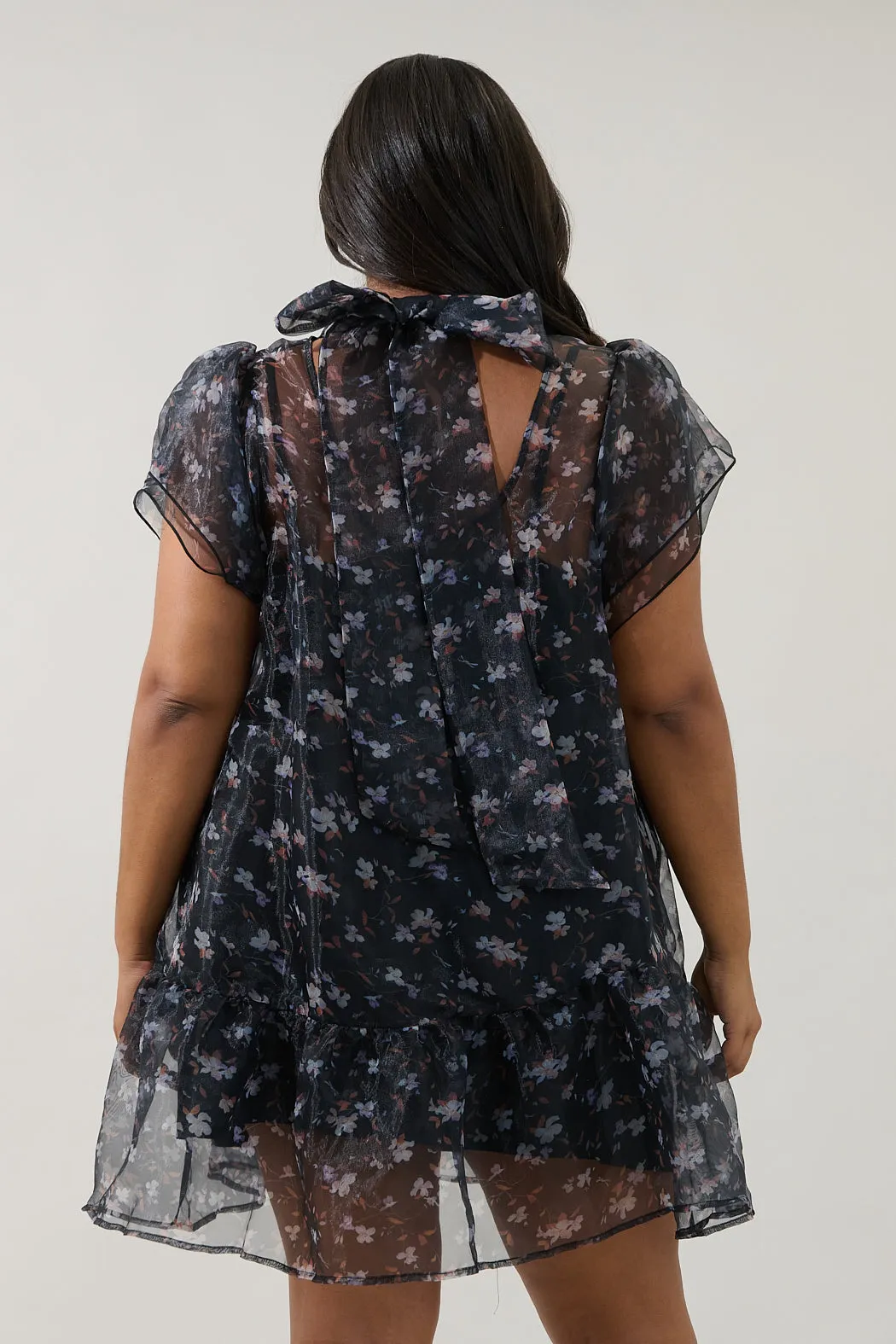 Andrea Organza Mini Dress Floral Curve sold by Sugarlips product image thumbnail 2