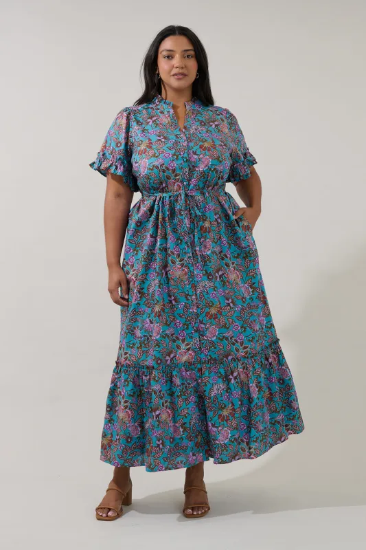 Alna Button Up Midi Dress Berlin Floral Curve made by Sugarlips