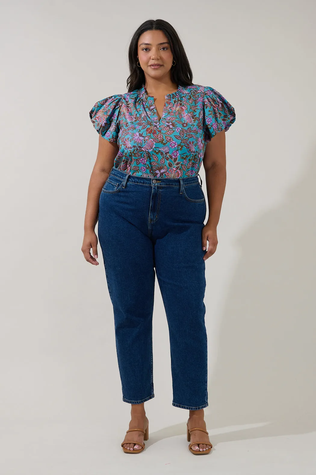 Keni Split Neck Top Berlin Floral Curve sold by Sugarlips product image thumbnail 4