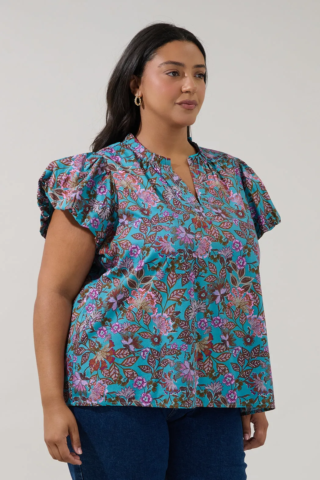 Keni Split Neck Top Berlin Floral Curve sold by Sugarlips product image thumbnail 3