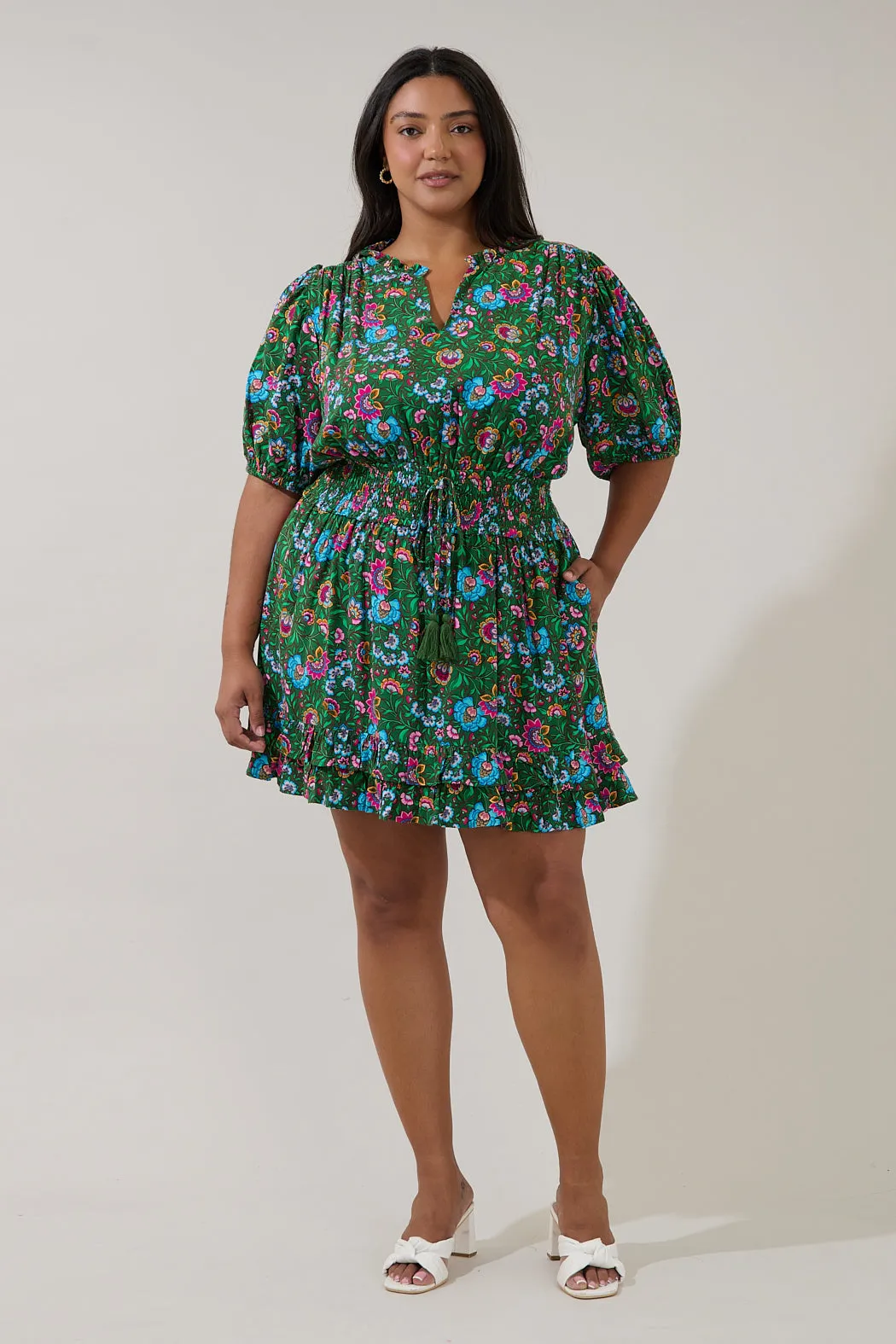 Jurie Smocked Mini Dress Botanical Curve sold by Sugarlips product image thumbnail 4
