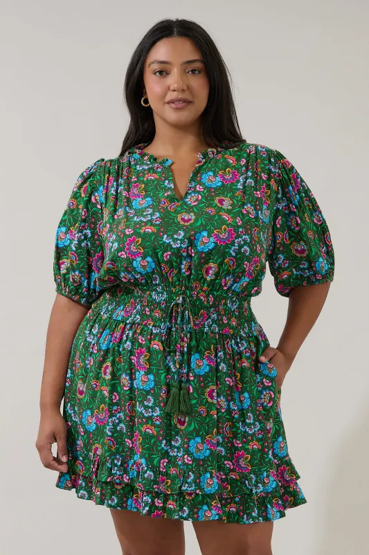 Jurie Smocked Mini Dress Botanical Curve made by Sugarlips