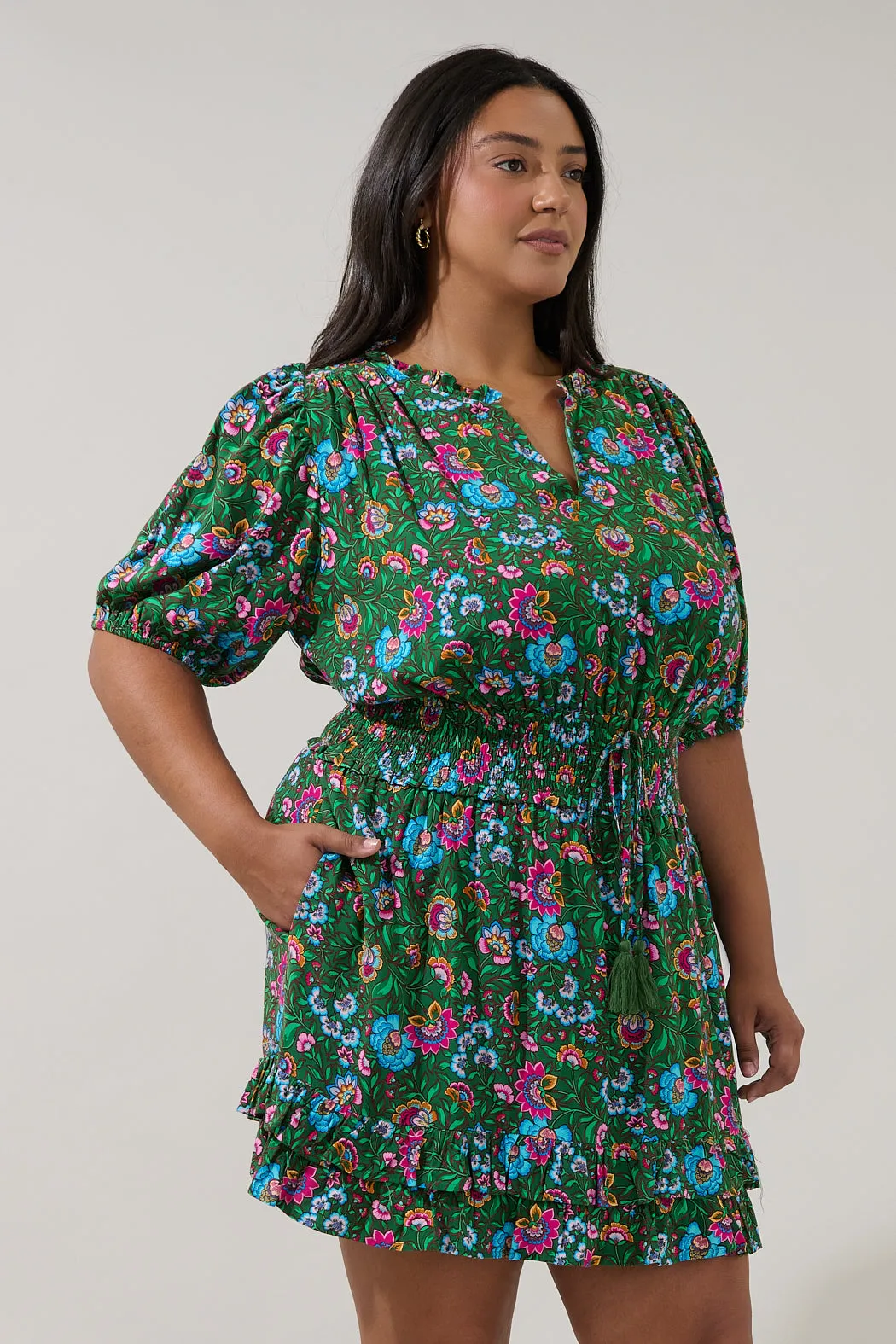 Jurie Smocked Mini Dress Botanical Curve sold by Sugarlips product image thumbnail 3