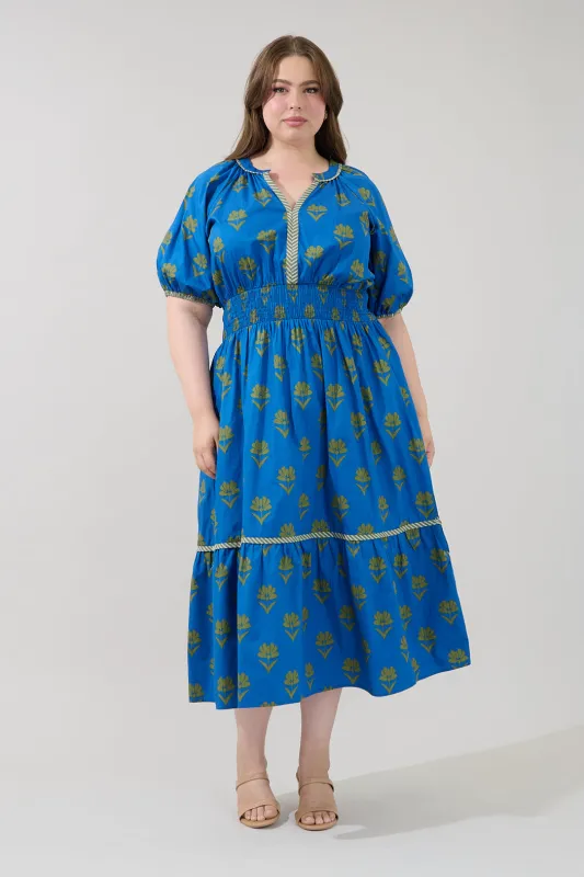 Jara Puff Sleeve Midi Dress Countryside Curve made by Sugarlips
