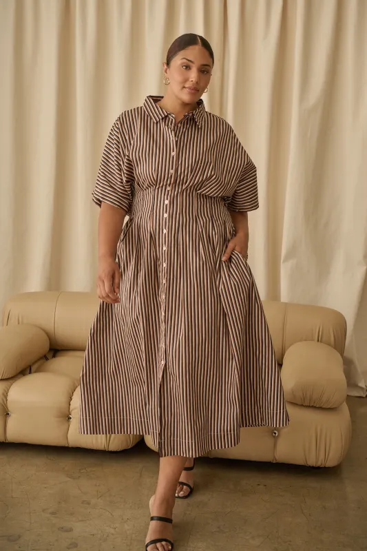 Wilderra Pleated Midi Dress Tiramisu Curve made by Sugarlips