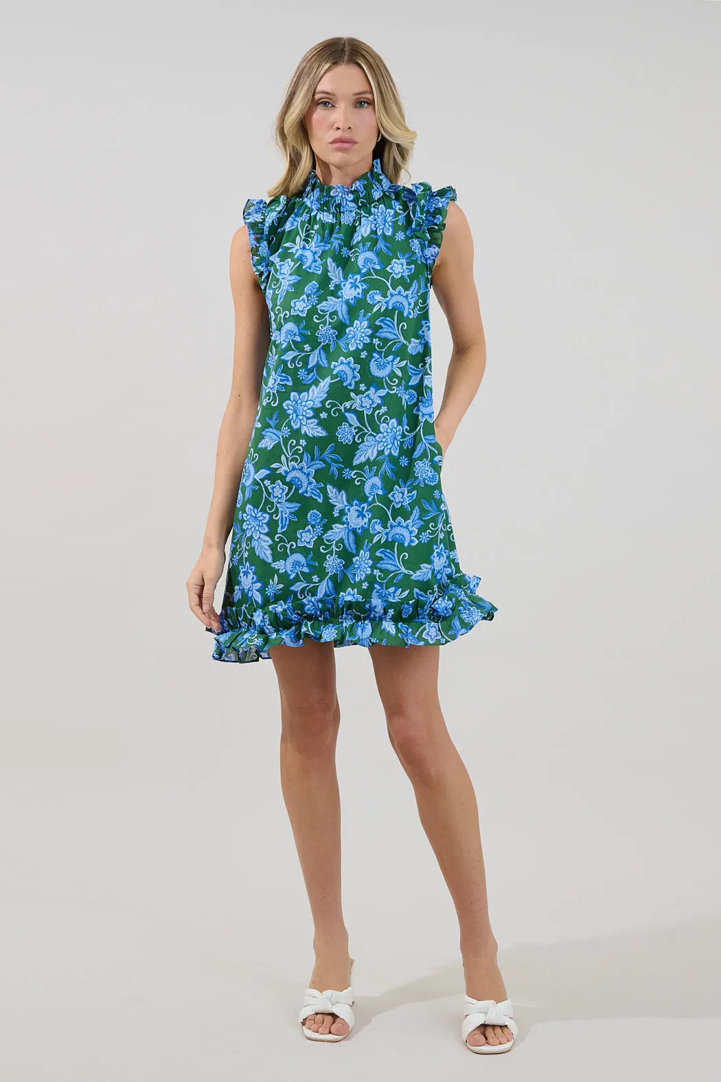 Damson Ruffle Shift Dress Cornflower sold by Sugarlips product image thumbnail 4