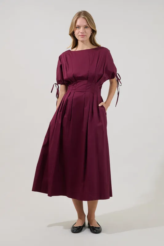 Fessia Pleated Midi Dress made by Sugarlips