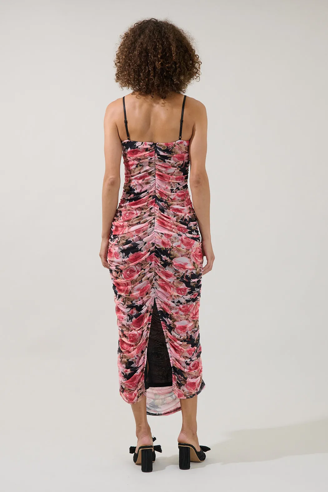 Jenna Ruched Mesh Midi Dress Floral sold by Sugarlips product image thumbnail 2