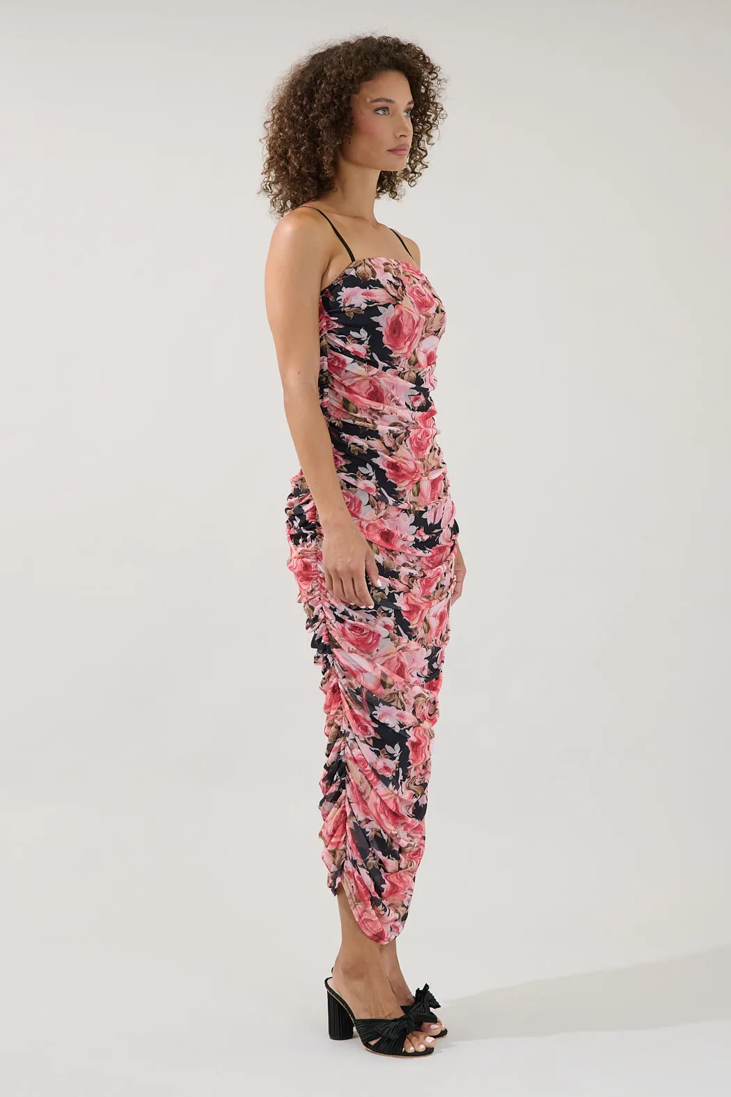 Jenna Ruched Mesh Midi Dress Floral sold by Sugarlips product image thumbnail 3