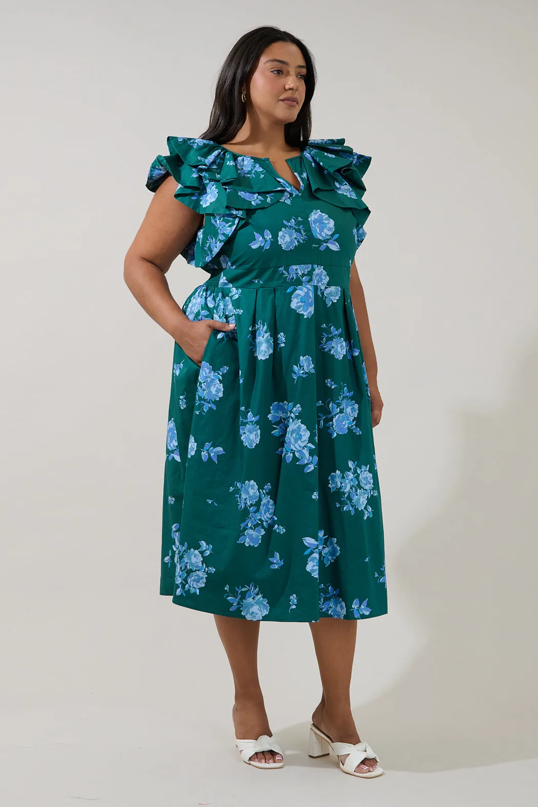 Santana Tie Back Midi Dress Denise Floral Curve sold by Sugarlips product image thumbnail 3
