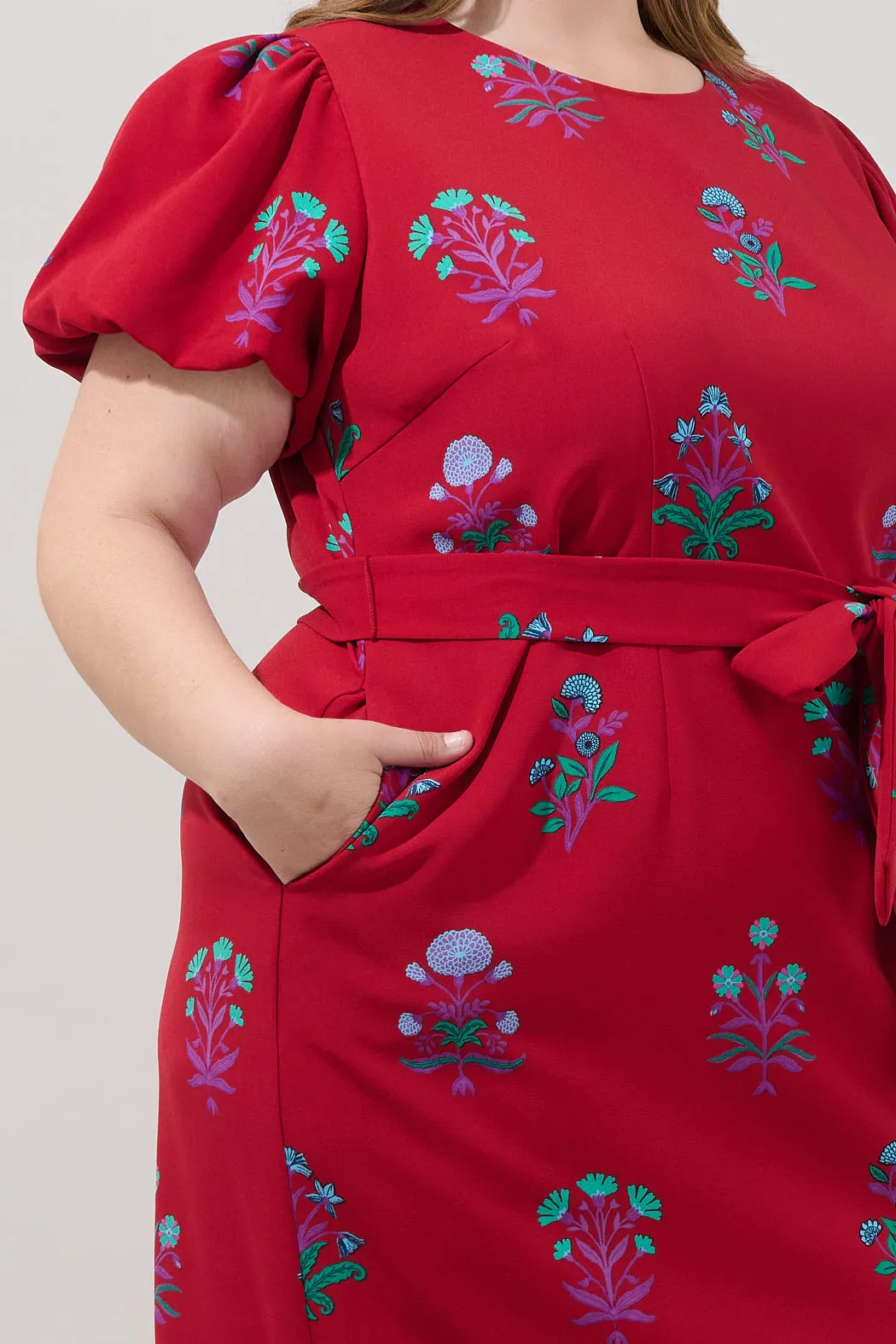 Senidy Puff Sleeve Midi Dress Genora Floral Curve sold by Sugarlips product image thumbnail 4