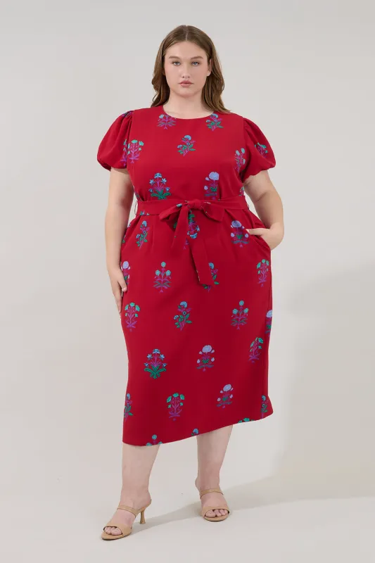 Senidy Puff Sleeve Midi Dress Genora Floral Curve made by Sugarlips