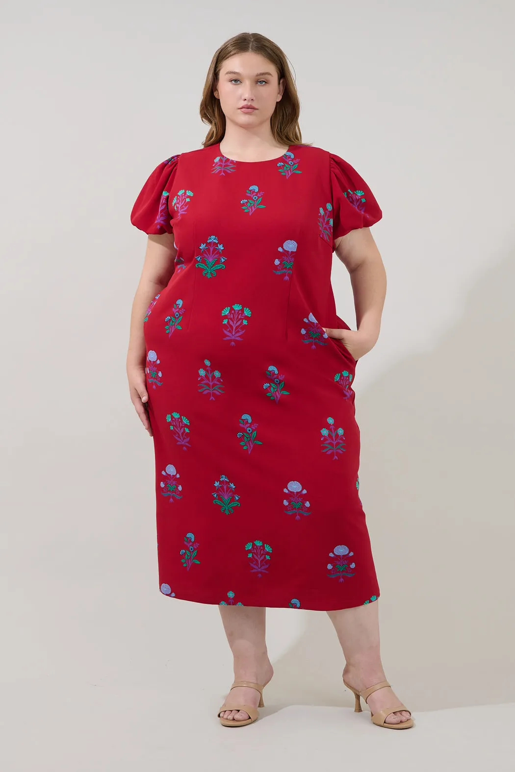 Senidy Puff Sleeve Midi Dress Genora Floral Curve sold by Sugarlips product image thumbnail 5