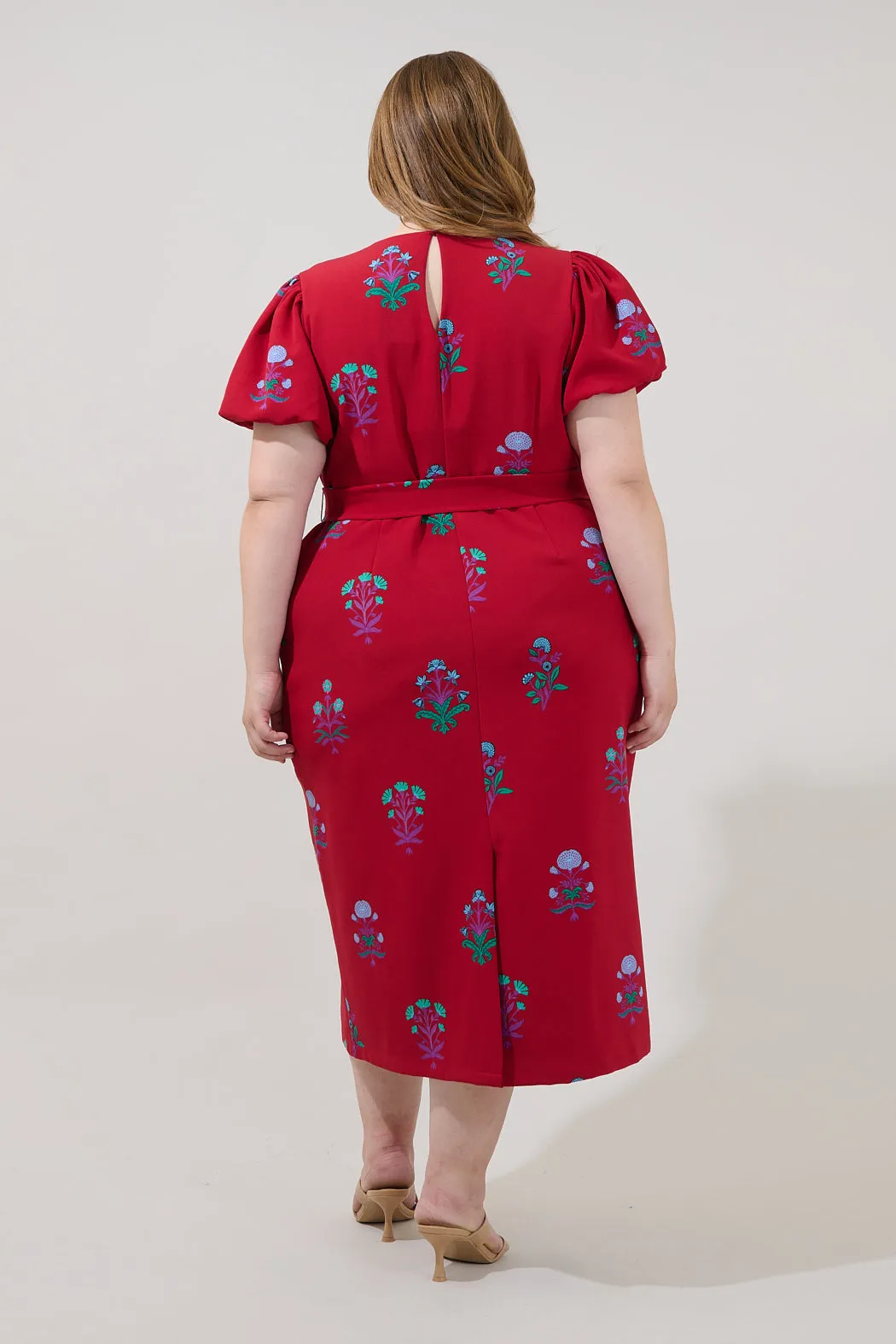 Senidy Puff Sleeve Midi Dress Genora Floral Curve sold by Sugarlips product image thumbnail 2