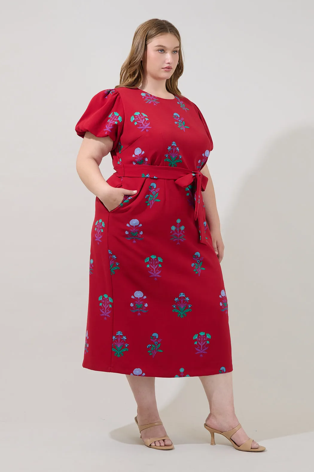 Senidy Puff Sleeve Midi Dress Genora Floral Curve sold by Sugarlips product image thumbnail 3
