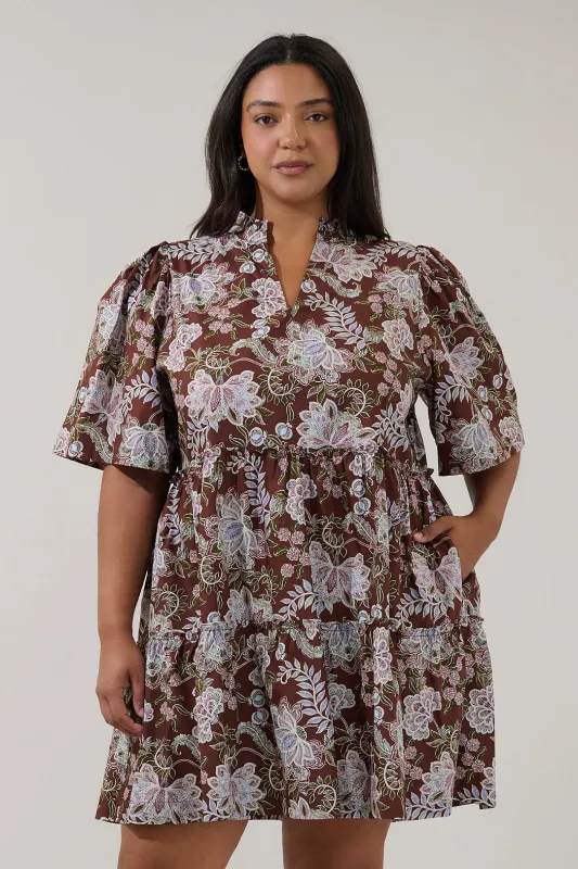 Dixie Split Neck Shift Dress Rustic Curve made by Sugarlips