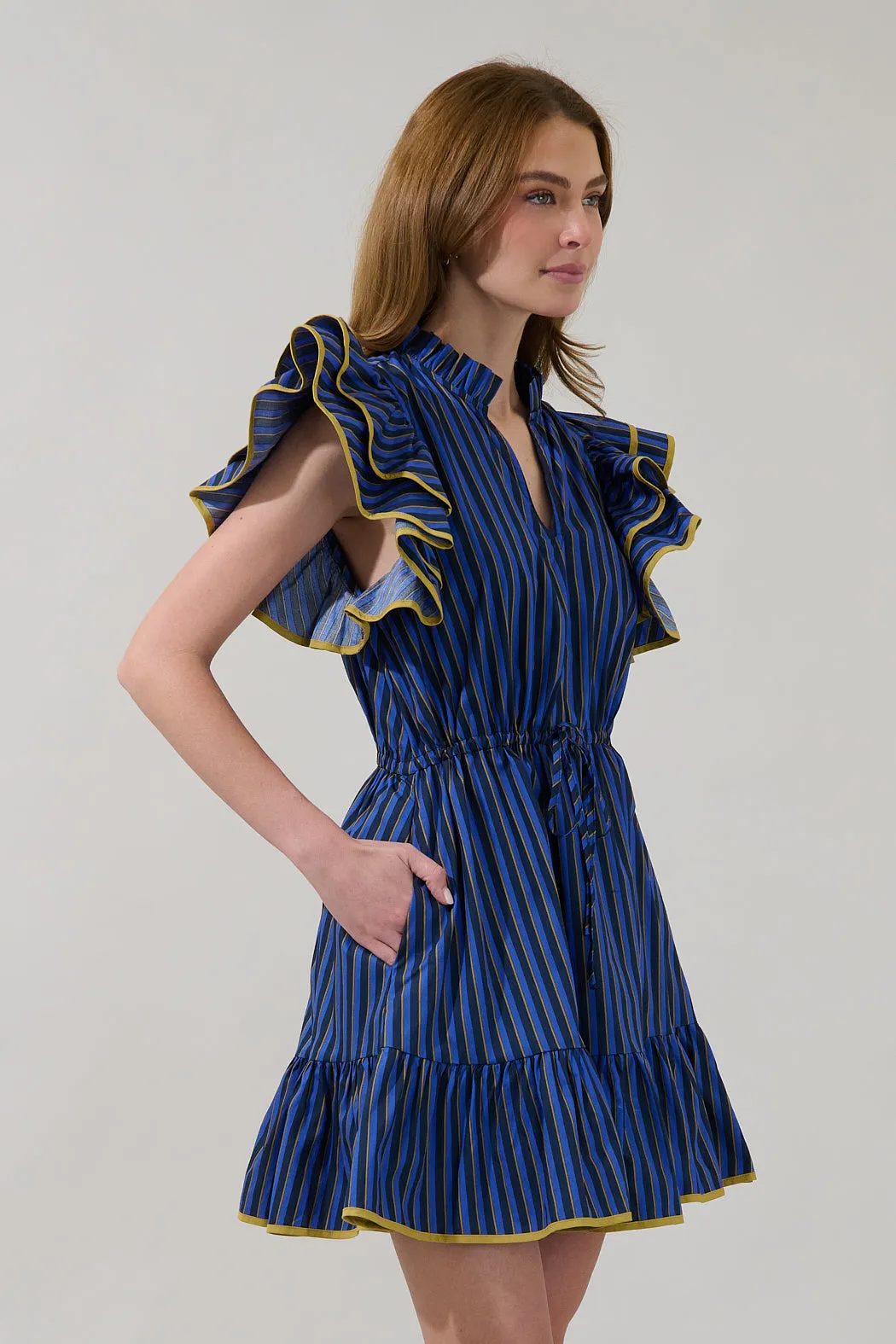 Alina Ruffle Shift Mini Dress Stripe sold by Sugarlips product image thumbnail 3