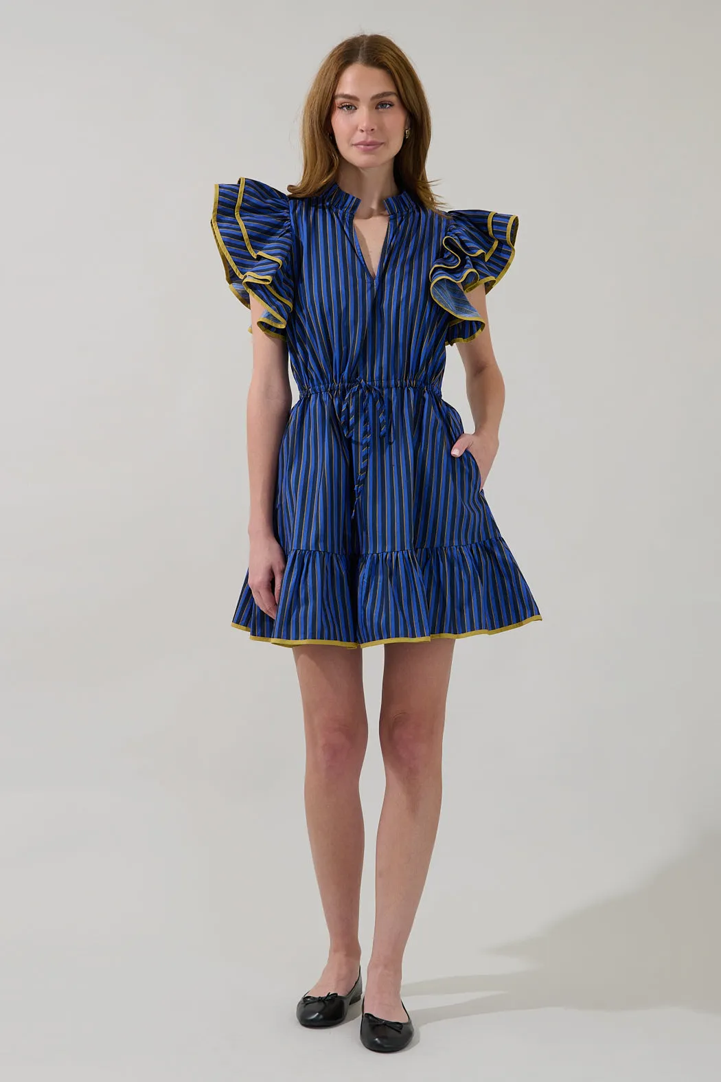 Alina Ruffle Shift Mini Dress Stripe sold by Sugarlips product image thumbnail 4