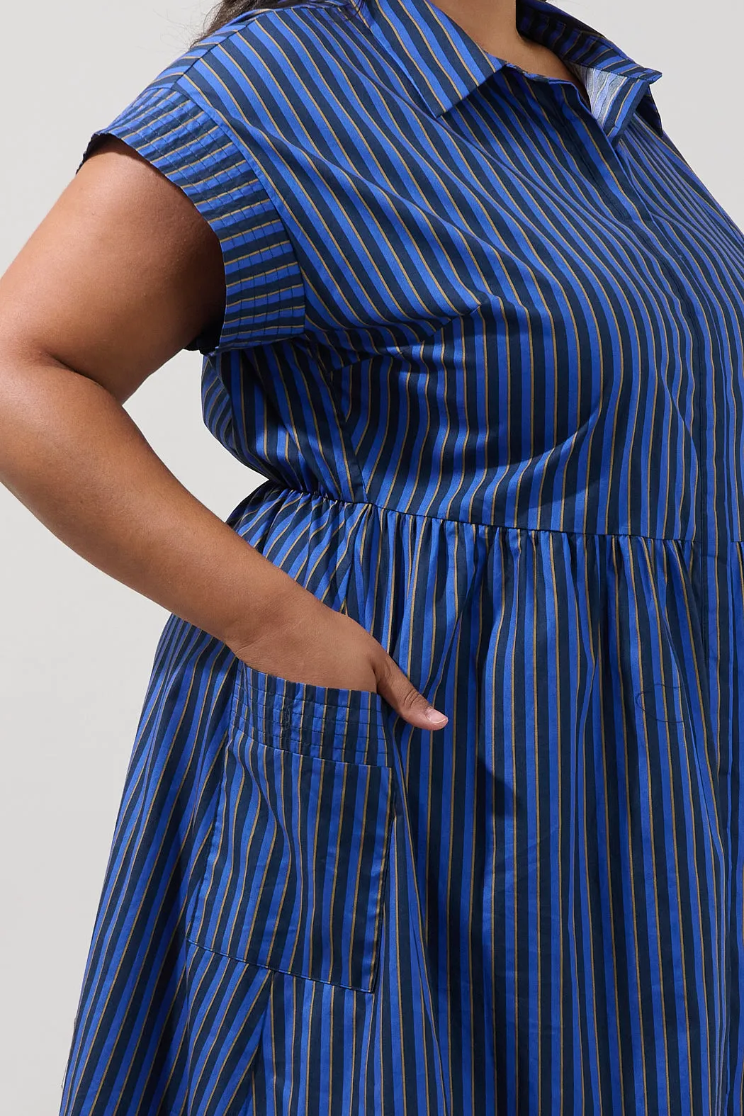 Grenola Button Up Midi Dress Stripe Curve sold by Sugarlips product image thumbnail 4