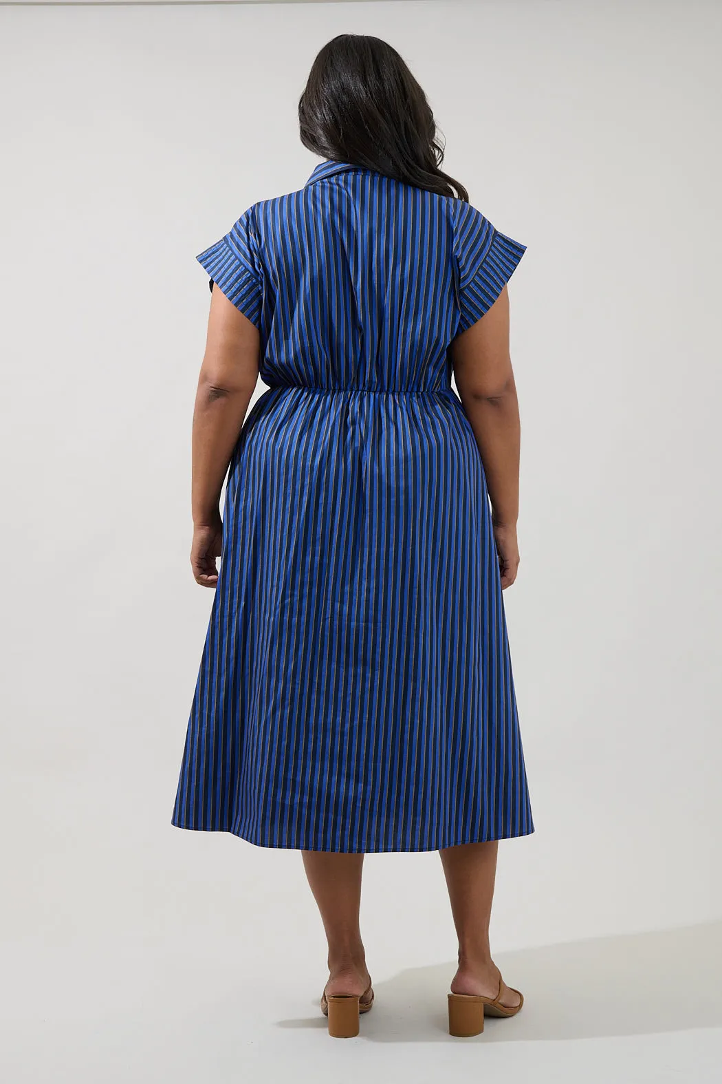 Grenola Button Up Midi Dress Stripe Curve sold by Sugarlips product image thumbnail 2