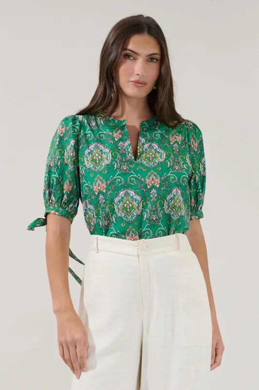 Leticia Puff Sleeve Top Paisley made by Sugarlips