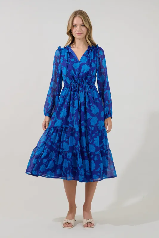 Kristen Tiered Midi Dress Midnight made by Sugarlips