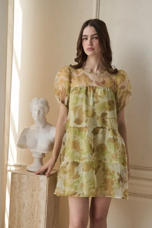 Marean Tiered Organza Mini Dress Ellery Floral made by Sugarlips