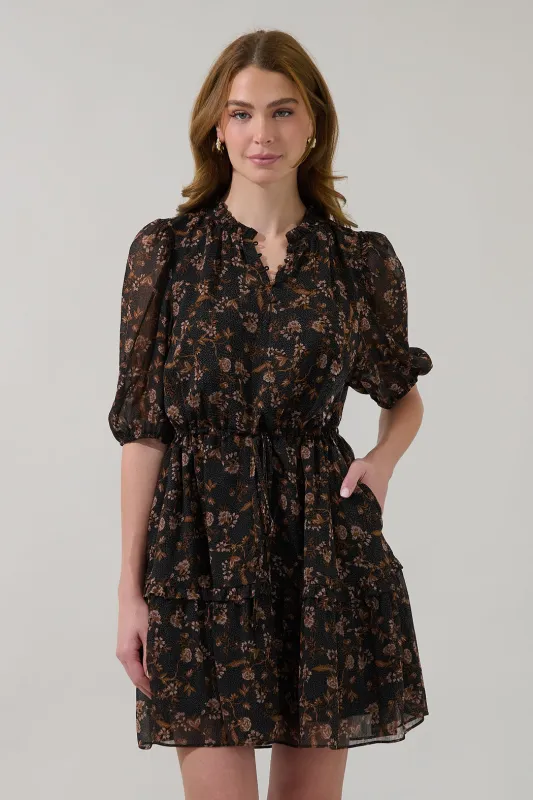 Mare Tiered Mini Dress Celine Floral made by Sugarlips