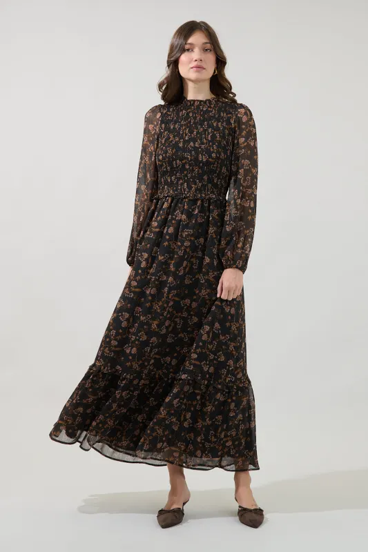Mona Smocked Maxi Dress Celine Floral made by Sugarlips