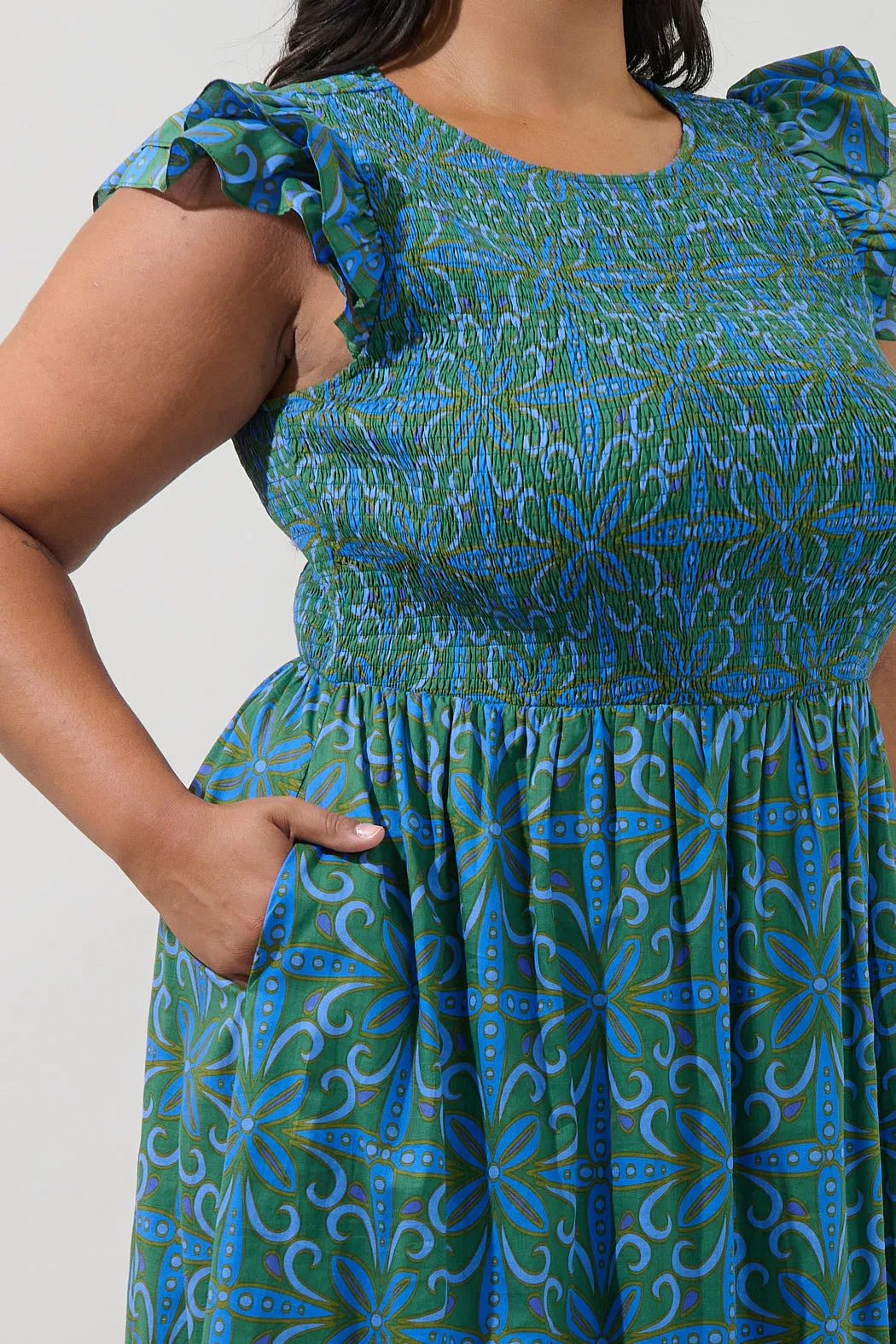 Ezme Smocked Maxi Dress Medallion Curve sold by Sugarlips product image thumbnail 4