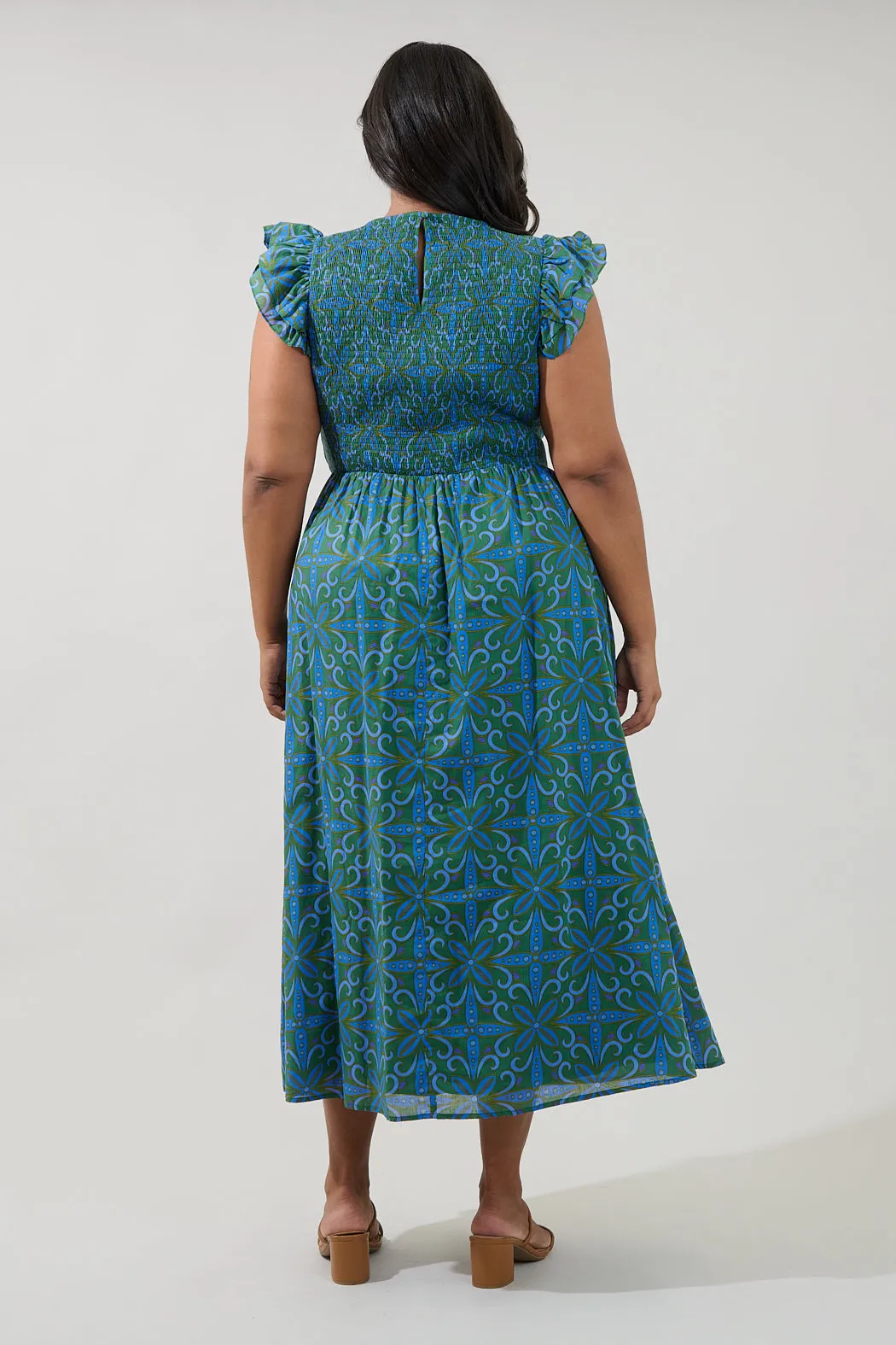 Ezme Smocked Maxi Dress Medallion Curve sold by Sugarlips product image thumbnail 2