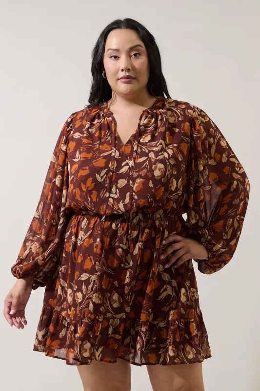 Paxton Balloon Sleeve Mini Dress Autumn Curve made by Sugarlips
