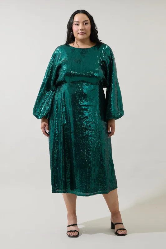 Charline Sequin Dolman Sleeve Midi Dress Curve made by Sugarlips