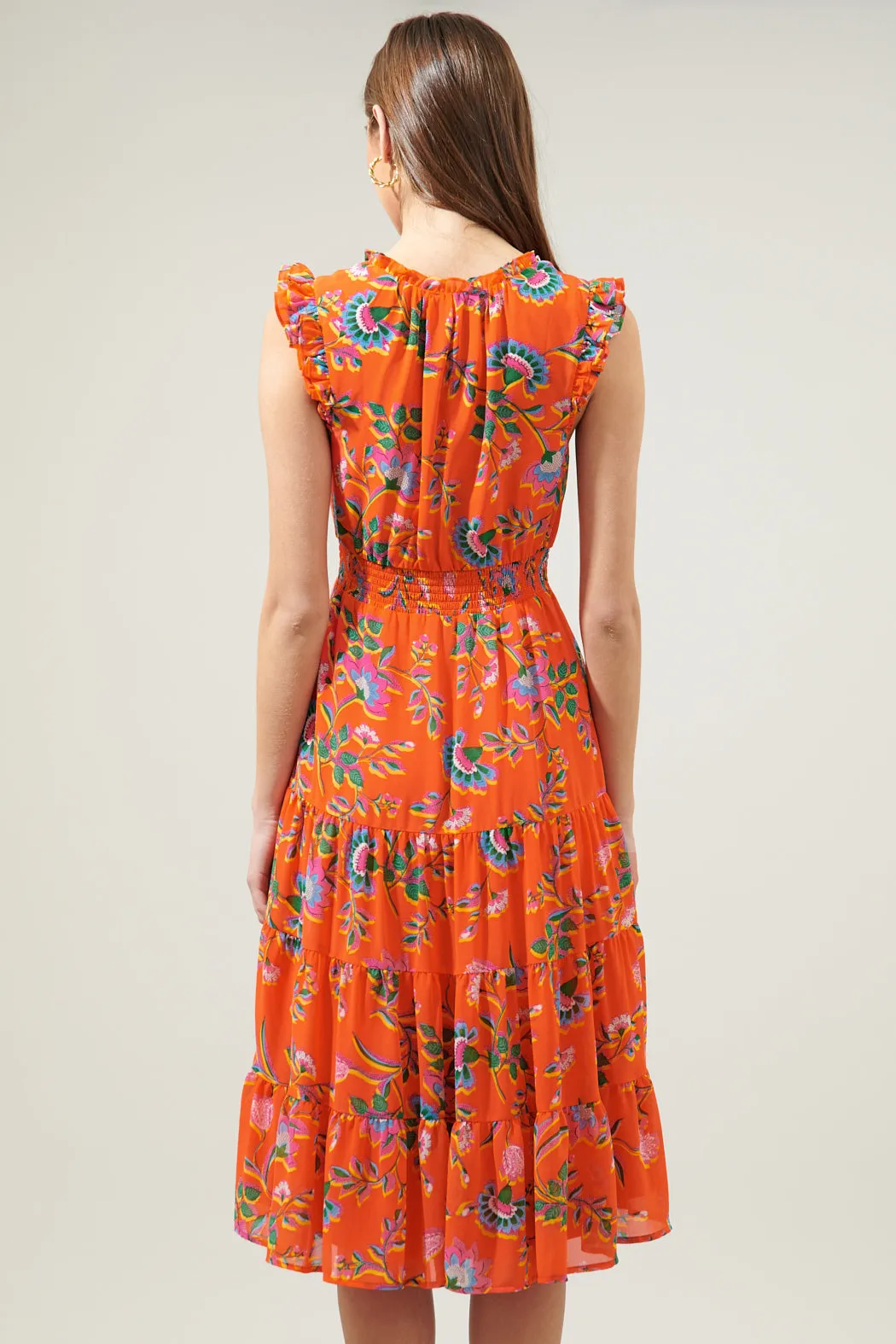Papaya Floral Pisces Smocked Midi Dress sold by Sugarlips product image thumbnail 3