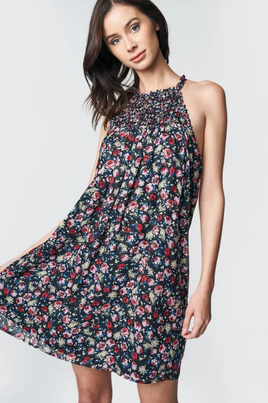 Fresh Floral Smocked Neck Dress sold by Sugarlips