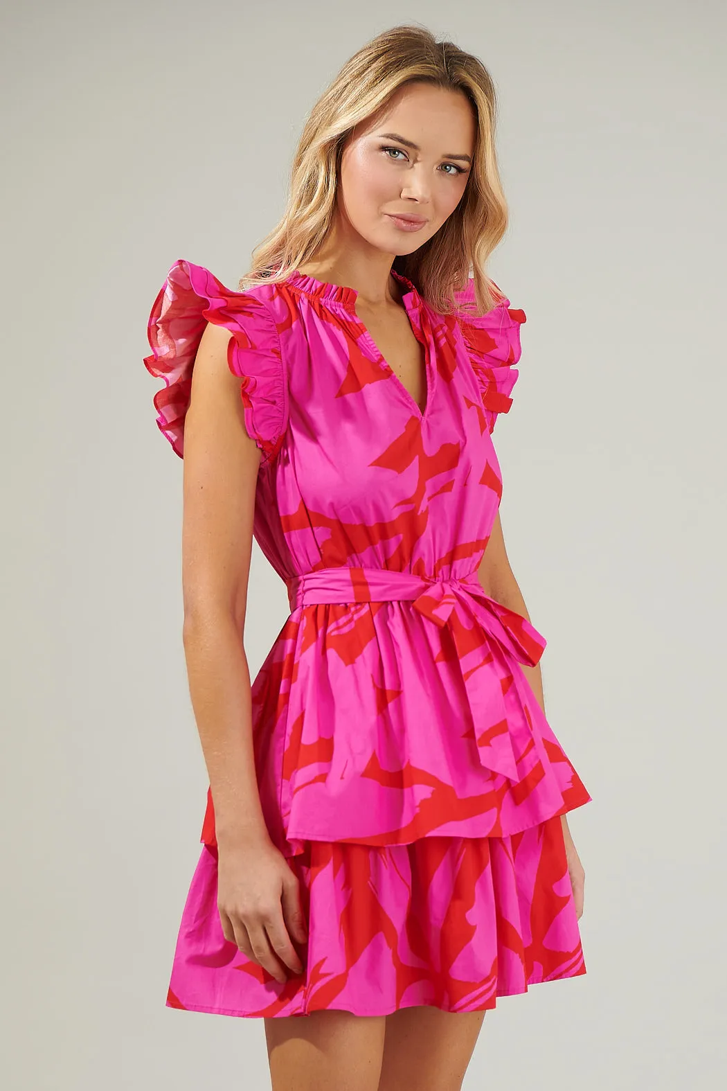 Jolene Abstract Marisol Tiered Mini Dress sold by Sugarlips product image thumbnail 3