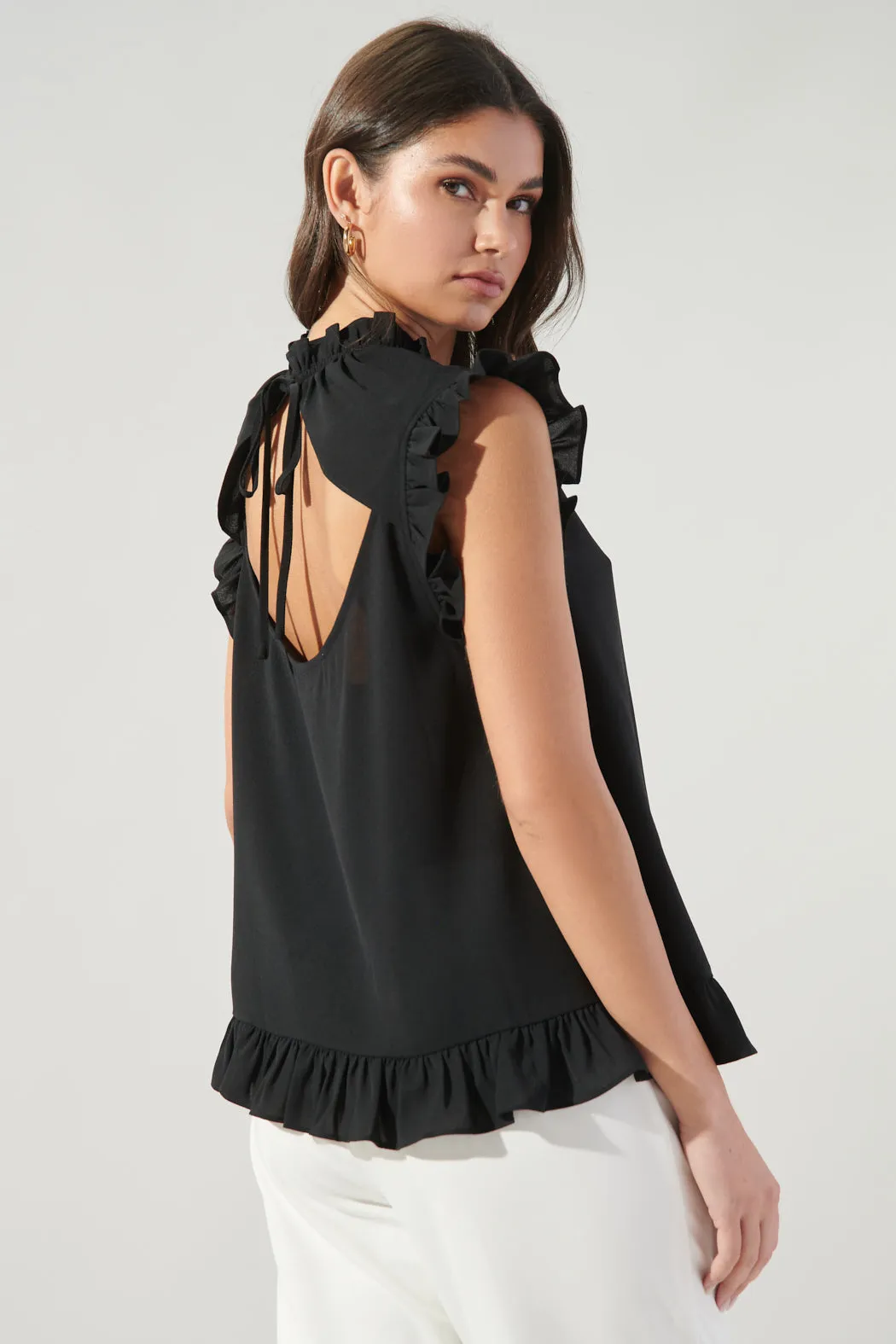 Jacie Ruffle Back Cutout Blouse sold by Sugarlips