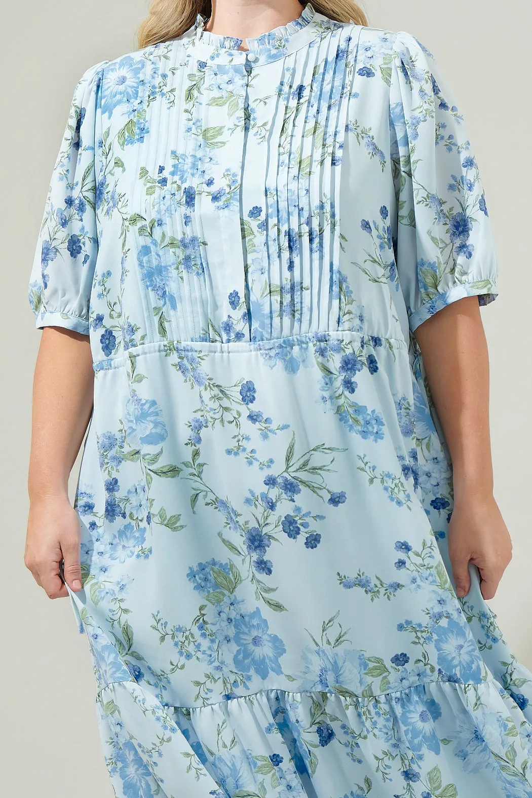 Dusty Floss Floral Pleated Midi Dress Curve sold by Sugarlips product image thumbnail 5