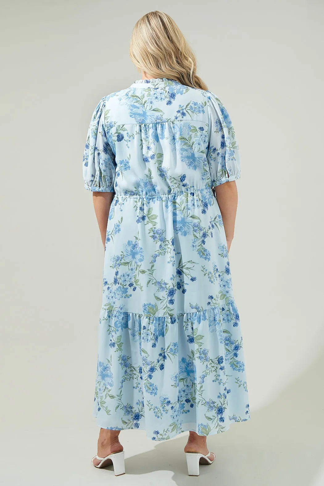 Dusty Floss Floral Pleated Midi Dress Curve sold by Sugarlips product image thumbnail 2