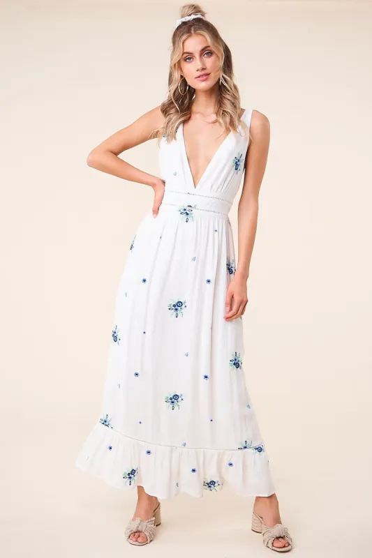 Starlight Floral Open Back Maxi Dress sold by Sugarlips