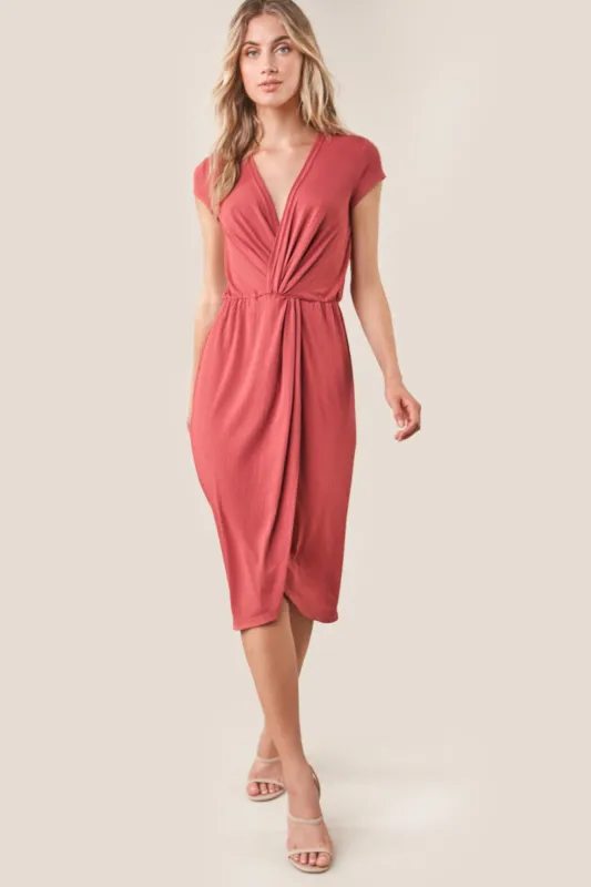 Angelyn Front Twist Midi Dress sold by Sugarlips