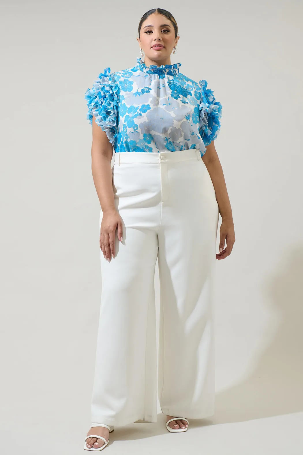 Kerela Floral Brenna Mock Neck Ruffle Blouse Curve sold by Sugarlips product image thumbnail 4