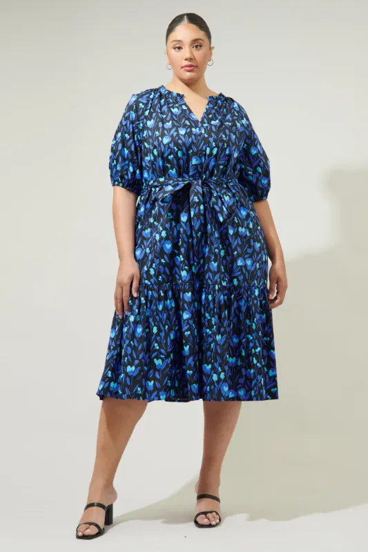 Zorya Floral Wynette Tiered Midi Dress Curve sold by Sugarlips