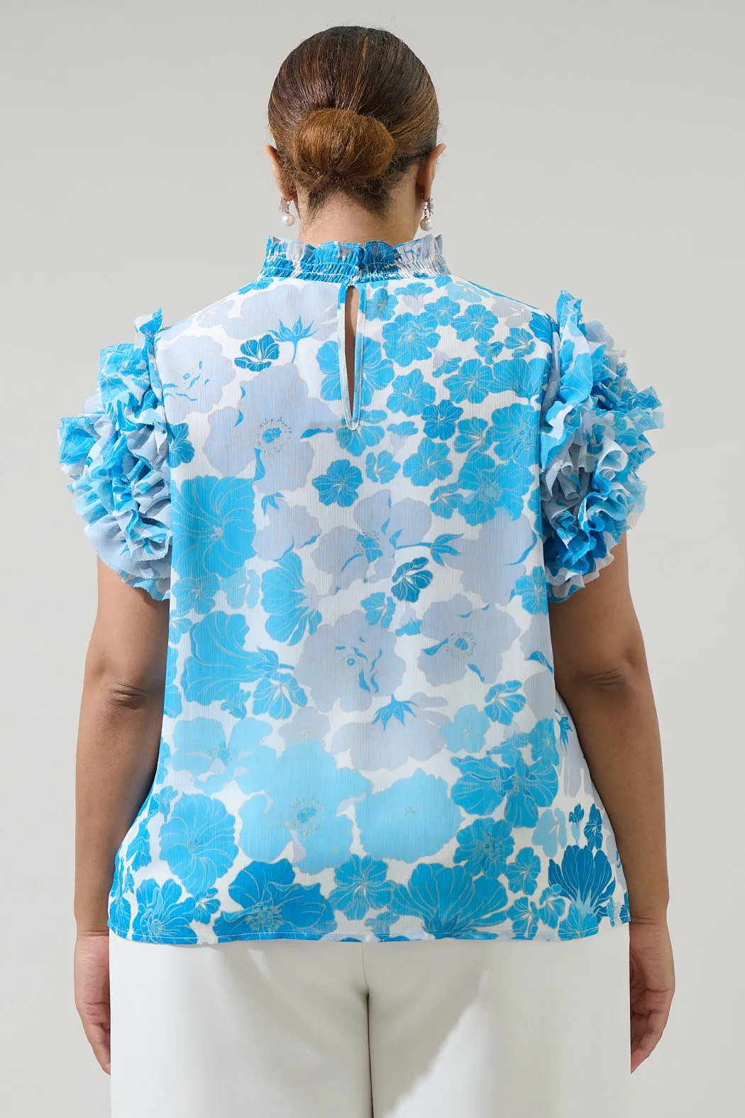 Kerela Floral Brenna Mock Neck Ruffle Blouse Curve sold by Sugarlips product image thumbnail 2