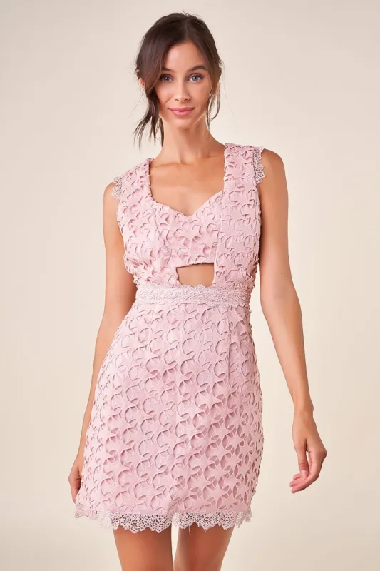 Aperol Sunset Cut Out Lace Mini Dress sold by Sugarlips