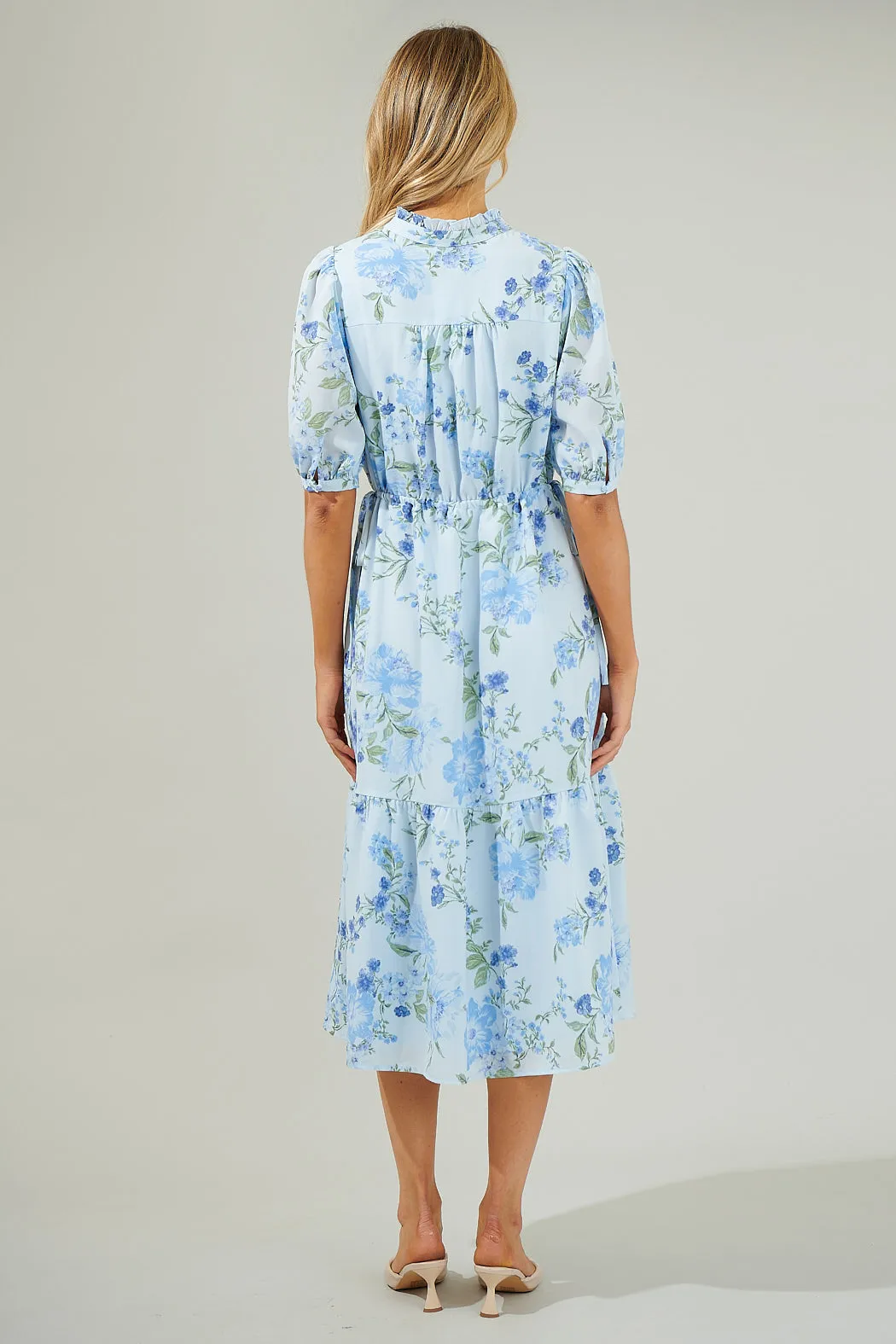 Dusty Floss Floral Pleated Midi Dress sold by Sugarlips product image thumbnail 3