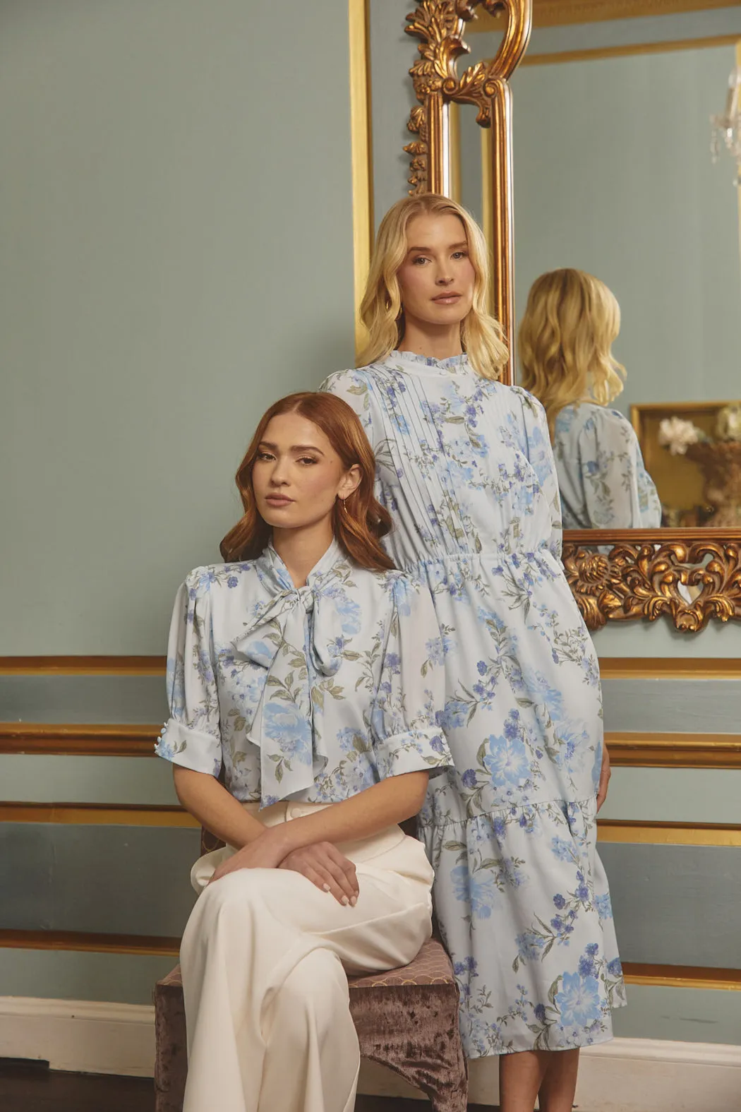 Dusty Floss Floral Pleated Midi Dress sold by Sugarlips