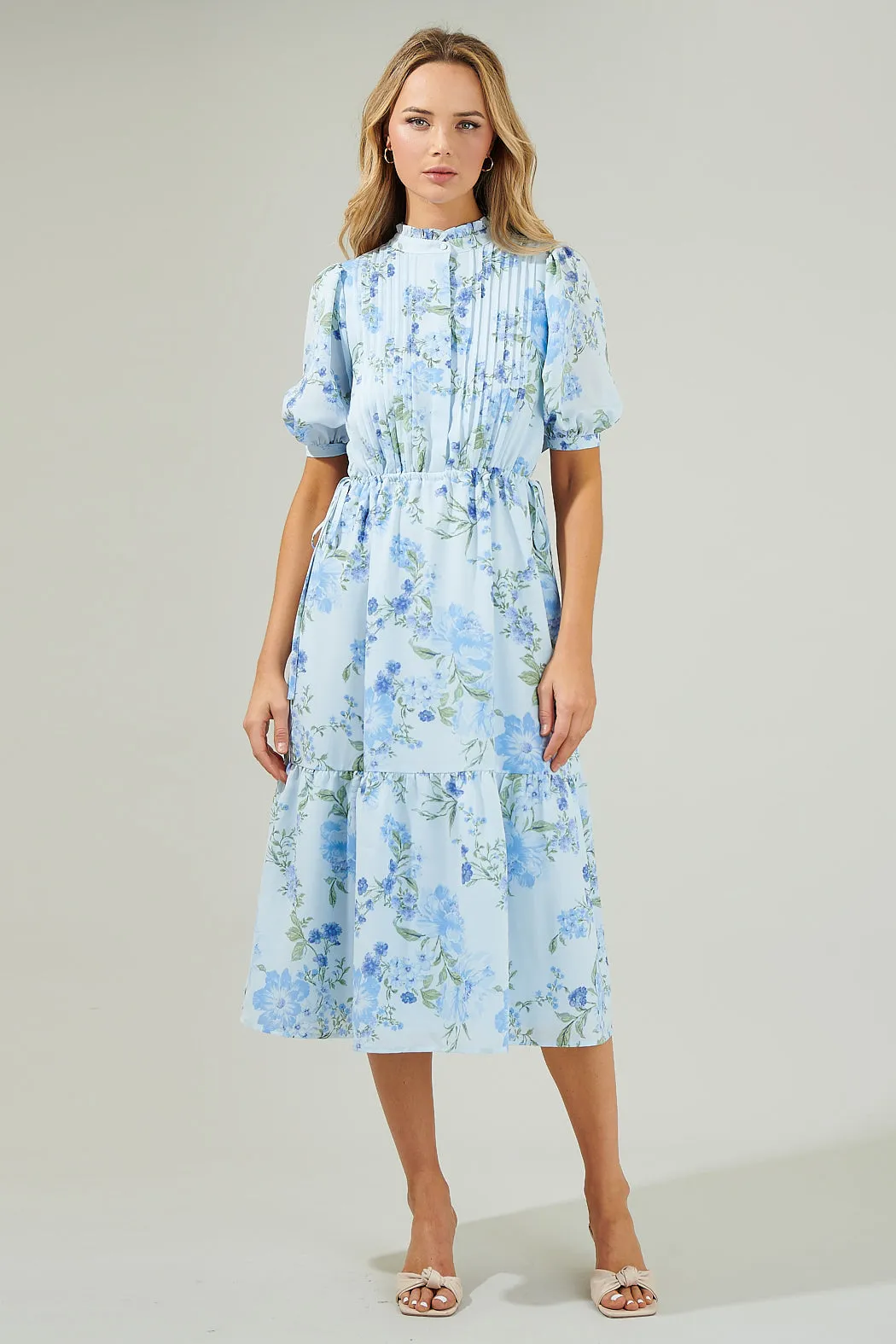 Dusty Floss Floral Pleated Midi Dress sold by Sugarlips product image thumbnail 2